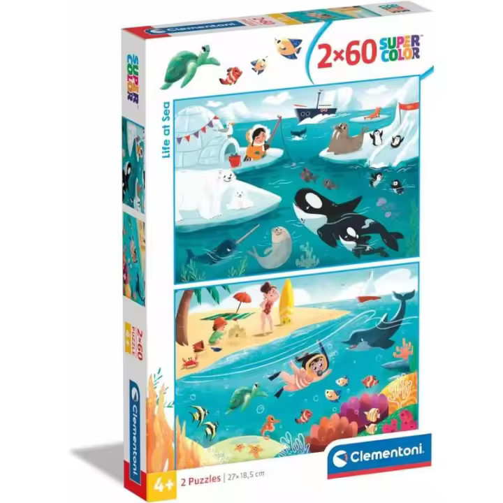 Clementoni PUZZLE Vida en el Mar 2x60 Piezas - 1