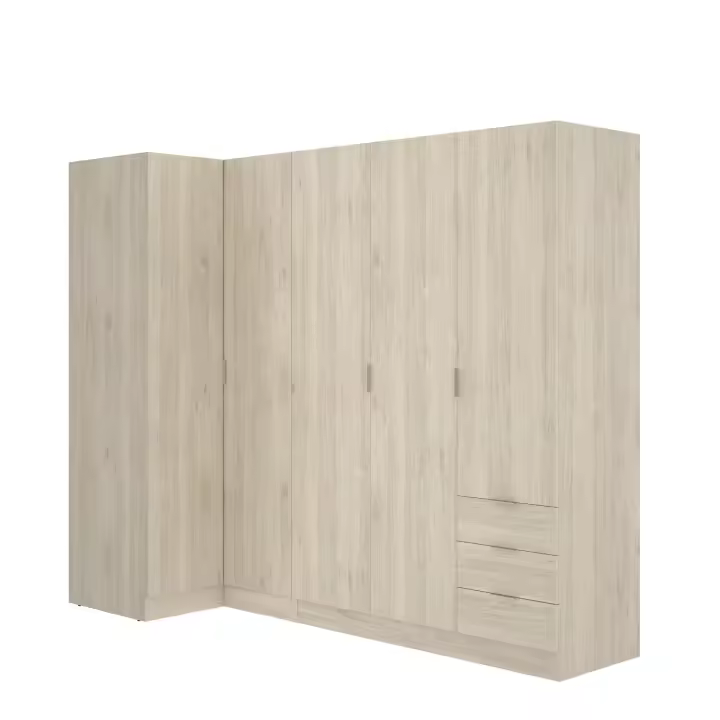 Composición Rincón Essen 3 Natural - Armario Esquinero Modular 184x213x90 cm Armario para dormitorio - Fabricado en España - Melamina Alta calidad - Somnia Descanso - 1