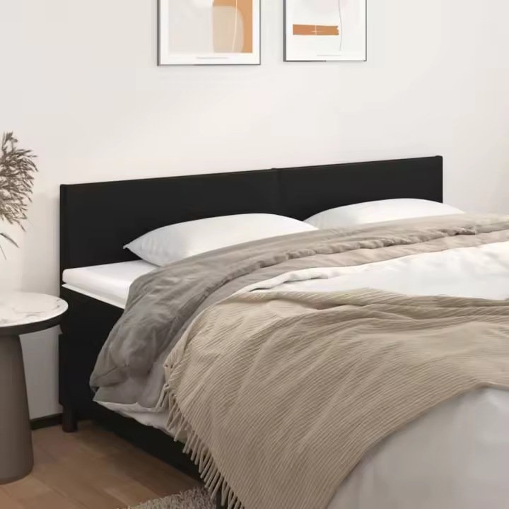 vidaXL Cabeceros 2 unidades de cuero sintético negro 80x5x78/88 cm - 1