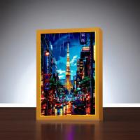 Lámpara De Noche LED En Forma De Luna Para Decoración Del Hogar Y Regalos Amigos Estilo Ciudad Tokyo Japan Fotografía Enmarcada Luz De Pintura - details 8