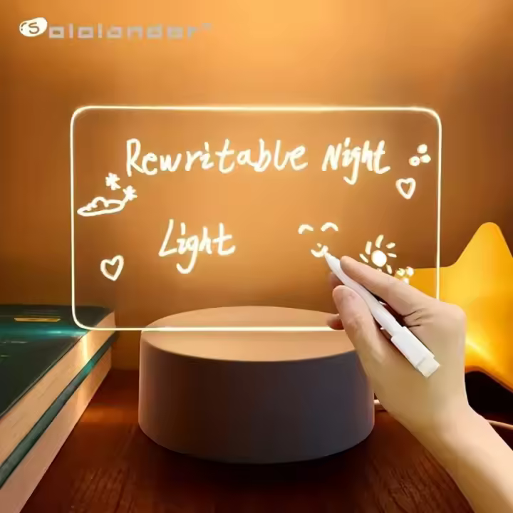 Tablero De Mensajes LED Con Luz Nocturna Pequeña Borra Repetidamente Escritura Para Sala De Estar Oficina Mesahabiente. - 1