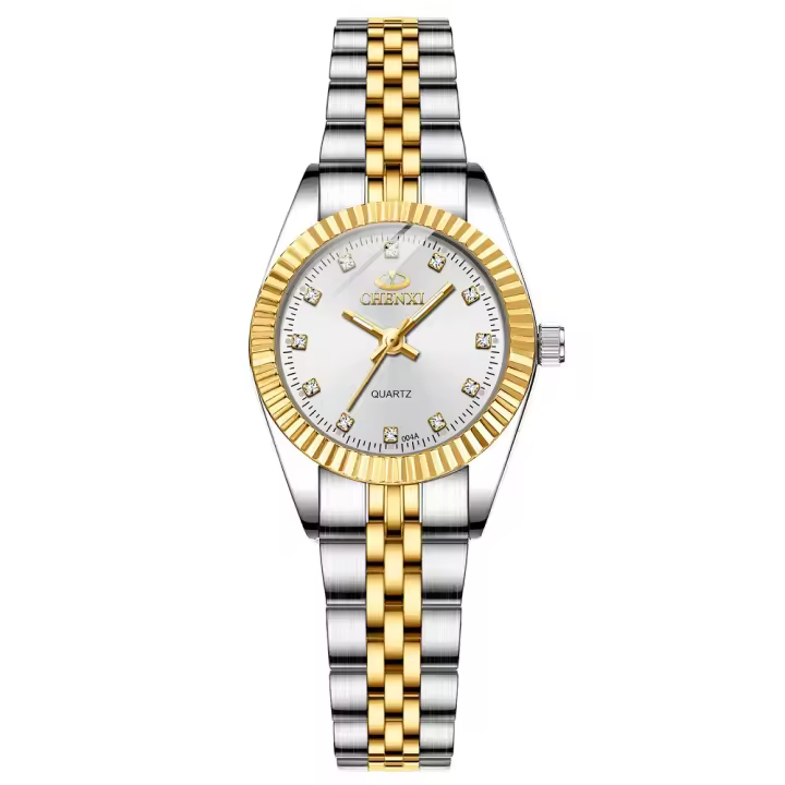 Reloj De Lujo Para Mujer CHENXI Dorado Con Diamantes Resistente Al Agua Cuarzo Moda Casual Pulsera De Acero Inoxidable Clavija De Pulsera - 1