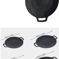 Sartén De Asado Redonda Aluminio No Adherente Para Barbacoa Y Frying Pánuelo De Sartén Para Grill Top Griddle Pan BBQ Al Aire Libre Placa De Barbacoa De Hierro Fundido - details 18