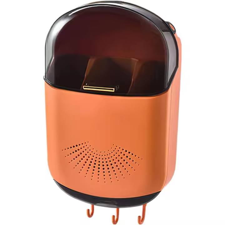 Soporte de comparación para Palillos con bandeja de Drenaje, 3 compartimientos, Gran capacidad, con tapa, para Colgar (Naranja) - 1