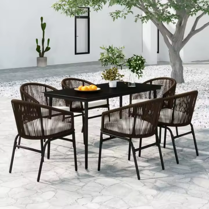 vidaXL Juego de comedor de jardín 7 piezas marrón - 1