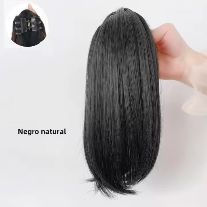 Extension De Cabello Sintético 12 Pulgadas Claw Clip in Ponytail Corto Y Recto Para Mujeres Peluca De Cabello Artificial De Fibra De Alta Temperatura - 1