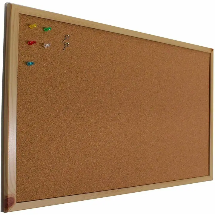 Tablero de corcho pared con marco de madera (suro pared). Pizarra de Corcho ideal como panel o tablon calendario, mapa, fotos - 1