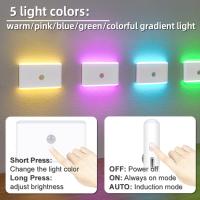 Lámpara Nocturna LED Con Sensor De Movimiento RGB Recargable Multicolor Para Decoración De Habitaciones Luz Sin Cable Para Armario Escaleras - details 2