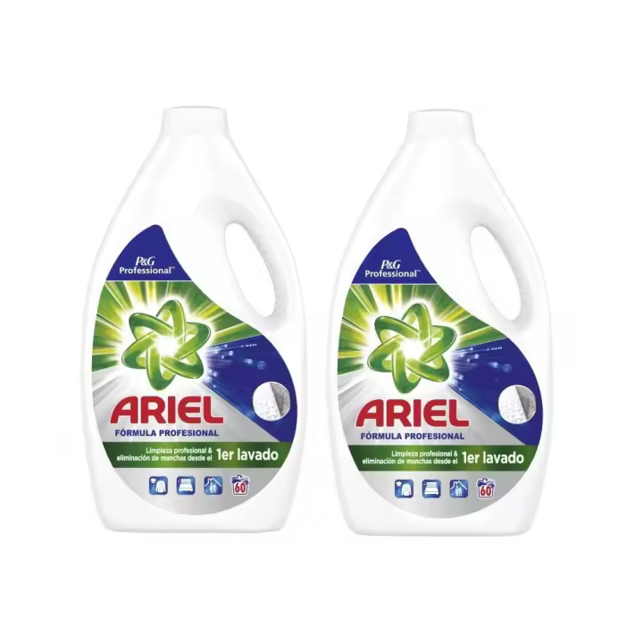 ARIEL Original Profesional, Detergente Líquido Para Lavadora 60 Lavados, Pack Ahorro 2x60 (120 Lavados), Eliminación de manchas desde el primer lavado, Fragancia Fresca e Intensa, Idóneo para ropa blanca y de color, Elección Económica de Ariel - 1