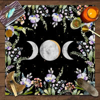 Mantel De Tela Para Cartas De Tarot 1pc Decoración De Juego De Cartas Pagan Con Fases De Luna Y Flores Estilo Pagan Para Atril Y Brujería - details 7
