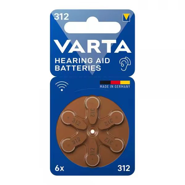 Pilas Varta 312 PR41 (6 Unidades) – Energía Duradera para Audífonos y Dispositivos | Calidad Alemana - 1
