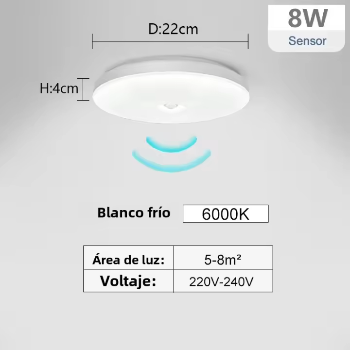 Lámpara De Techo LED Con Sensor De Movimiento 8W 16W AC220V Luz Fría Sensor Automático Fotosensible Decoración Para Casa Pasillo Garage - 1