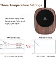 Calentador de tazas de café, calentador de tazas eléctrico con 3 configuraciones de temperatura ajustables (hasta 149 ℉) y apagado automático, calentador de bebidas eléctrico para cacao, té, leche, bebidas - details 1