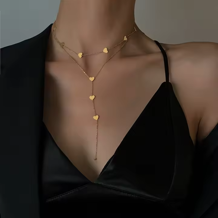 Collar Largo De Personalidad Sencilla Para Mujer ANENJERY 316L Acero Inoxidable Joyería De Fiesta Clásica Geométrica - 1