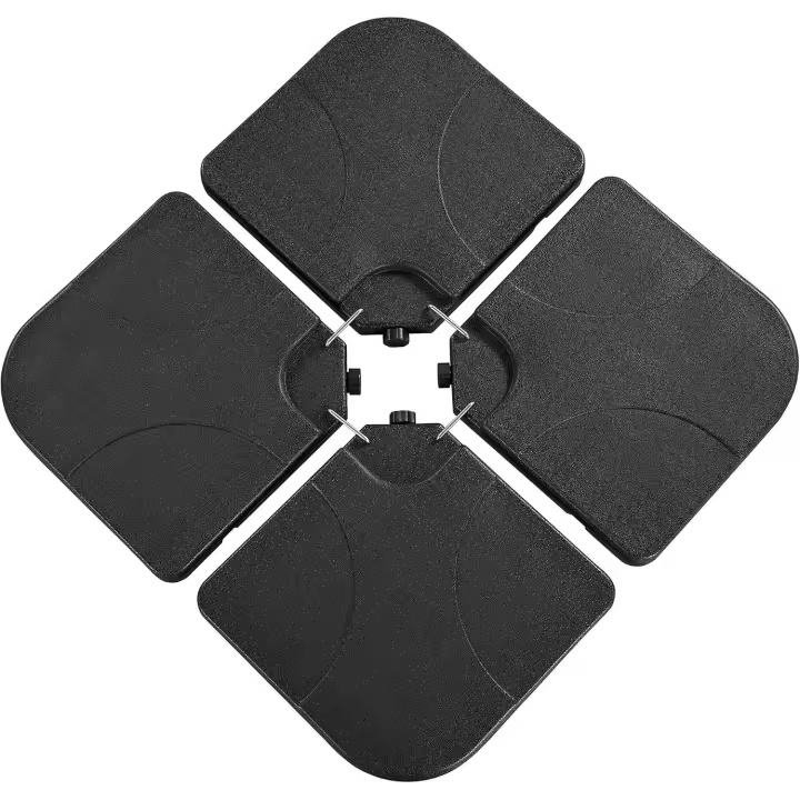 Base para Sombrilla Soporte de 4 Piezas Parasol para Llenar 80kg de Arena/con 60 litros Agua Total Negro 50×50×7,5cm - 1