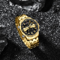 Reloj De Pulsera De Lujo Para Hombre NAVIFORCE NF9234 En Color Negro Y Oro Resistente Al Agua De Acero Inoxidable Cuarzo Deportivo Con Banda De Acero Y Cristal Hardlex - details 7