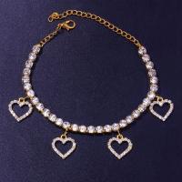 Pulsera De Tobillo Con Diamantes Y Corazón Vacío Para Mujer Accesorio De Playa Pendiente De Amor Cadena De Pierna Moda Verano Joyería Regalo - details 2