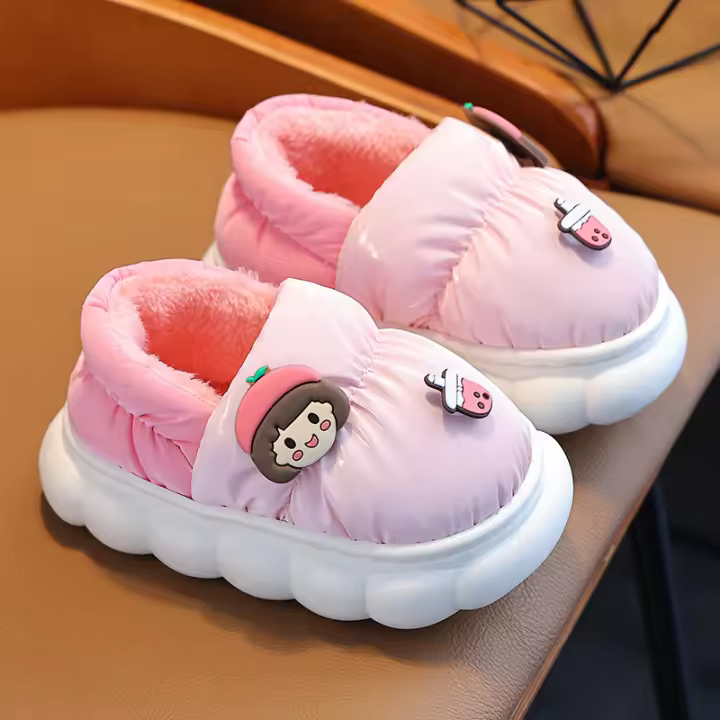 Chupines De Algodón Para Niños Y Niñas Resistentes Al Agua Para El Invierno Zapatos De Lana Para El Hogar Cómodos Y Seguros - 1