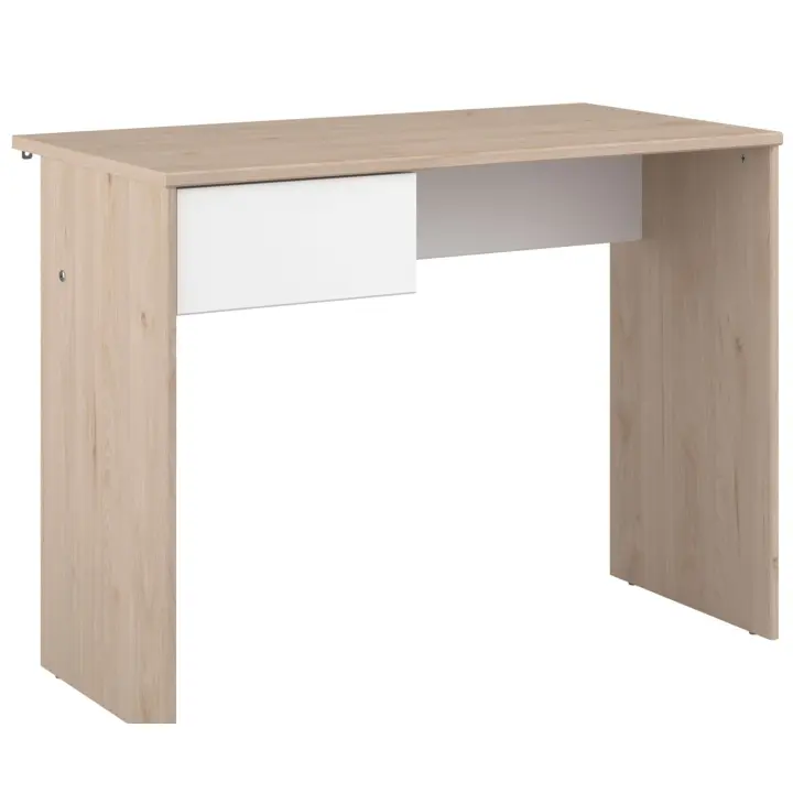Mesa escritorio juvenil Child 1 cajón roble Jackson y blanco mate habitación dormitorio infantil mueble 94x71x50 cm - 1