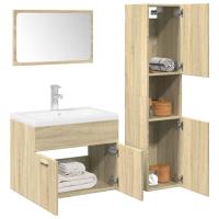 vidaXL Juego de muebles de baño madera de ingeniería en color Blanco/Roble Sonoma/Gris hormigón y más | almacenamiento funcional diseño moderno para baño dormitorio sala - details 1