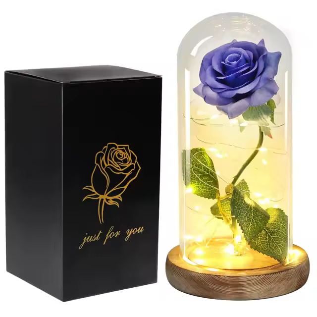 Rosa Eterna De Cristal Con Flores Artificiales Belleza Y El Bestia Regalo Para San Valentín Boda Cumpleaños Decoración - 1