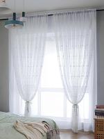 1PC Cortinas De Ventana Para Dormitorio Y Sala De Estar Con Bordado De Pequeñas Flores En Tela De Gauze Cortina Terminada De Poliéster 100% - details 2