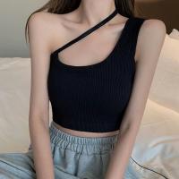 Top De Manga Corta Suave Camiseta Con Almohadillas Tube Strappy One Shoulder Tees Basic Harajuku Para Mujer Casual Verano - details 1