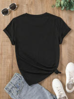 Camiseta Deportiva Para Mujer Con Estampado De Flores Bonitas Cuello Redondo Manga Corta Transpirable Y Cómoda Talla True Fit - details 5