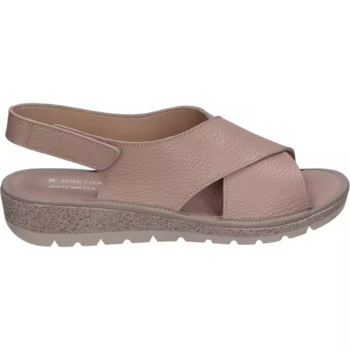 DOCTOR CUTILLAS | Sandalias de Piel Doctor Cutillas para Mujer – Sandalia con Cuña en Color Nude – Sandalias de Verano con Velcro – de Piel – Cuña Media y Cómoda – Versátiles – Alta Calidad – Modelo 35310 - 1