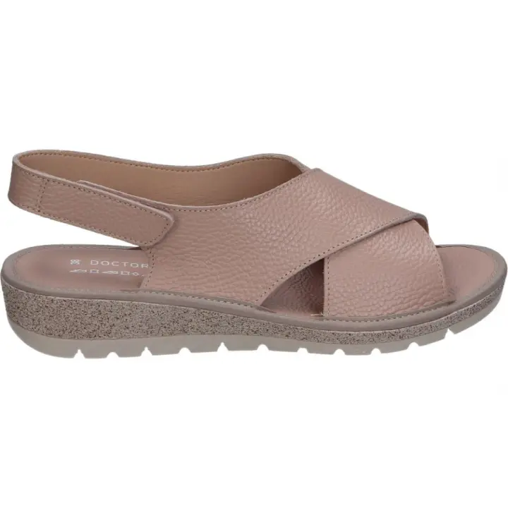 DOCTOR CUTILLAS | Sandalias de Piel Doctor Cutillas para Mujer – Sandalia con Cuña en Color Nude – Sandalias de Verano con Velcro – de Piel – Cuña Media y Cómoda – Versátiles – Alta Calidad – Modelo 35310 - 1