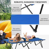 Outsunny Cama de Camping Plegable Cama de Acampada con Bolsa de Transporte y Marco Metálico Carga 136 kg para Playa Senderismo 193x125x40 cm Azul - details 6