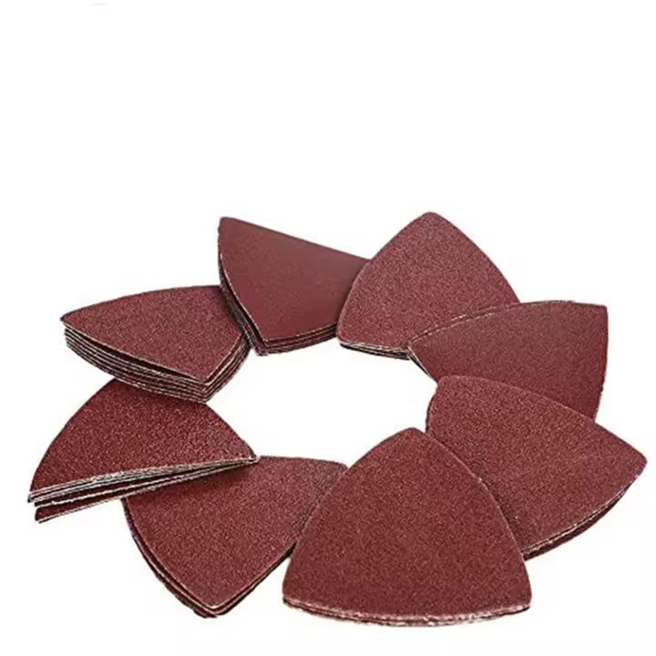 Almohadilla de Lija triangular de 80mm, sin Vaqueros, trigo 40/60/80/120/180/240, de óxido de Aluminio, con Gancho y hebilla (paquete de 72) - 1