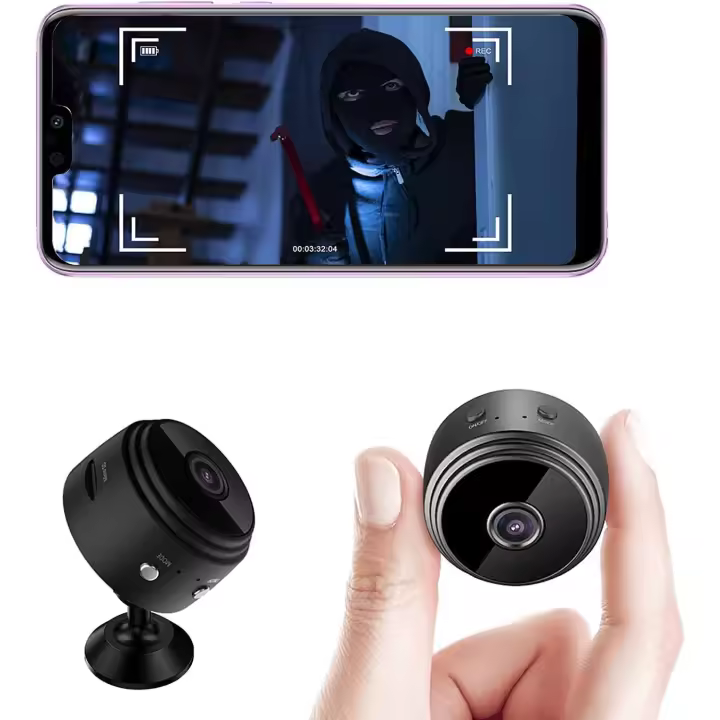 Mini Cámara de vigilancia inalámbrica HD 1080P WiFi, Black-a9 de video de seguridad para niños en interiores/exteriores - 1