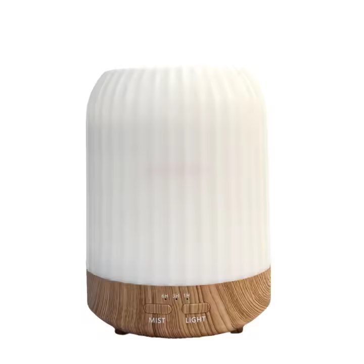 Household essential oil aromatherapy machine automatic sprayer bedroom aroma diffuser with night light humidifier, wood grain + colored lights - 1
