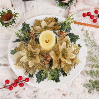 Anillo De Vela Artificial De Navidad Con Flores Decoración Para Casa Boda Y Fiesta Accesorio De Vela De Aro Para Decoración Navideña - details 6