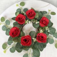Anillo De Vela De Pilar Con Rosas Artificiales Para Adornos De Fiesta Aniversario Comedor Navidad Regalo De Festivales Decoración Rustica - details 7