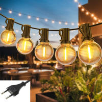 Guirnalda de luces para exteriores de 220 V, 15,2 m/50 pies G40 con 25 LED, guirnalda de luces para exteriores enchufable, impermeable, blanco cálido, 2700 K, adecuada para jardín, terraza, cafetería, fiesta de bodas - details 0