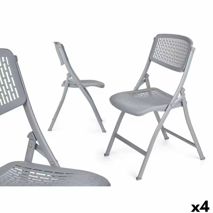 Silla Plegable ZJ-Y59GR Gris 59 x 50 x 82 cm 108 x 13,5 x 50 cm (4 Unidades) - 1