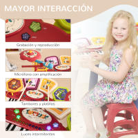 AIYAPLAY Piano Electrónico Infantil de 32 Teclas Juego de Piano 2 en 1 con Batería Micrófono Taburete Luces 19 Canciones 4 Sonidos y Volumen Ajustable 74x32,2x71 cm Multicolor - details 4