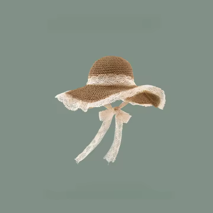 Sombrero De Sol Para Mujer Gran Alas Plegable Protección UV Sombrero De Playa De Paja Casual Para Verano - 1