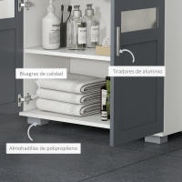 kleankin Mueble para Debajo del Lavabo Armario de Baño Bajo Lavabo con 2 Puertas de Vidrio Templado y Estante Ajustable 69x35x59 cm Blanco y Gris - details 5