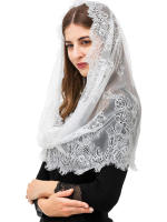 Velas De Encaje Blanco/ Negro Para Iglesia Mantilla Católica Cubierta De Cabeza Para Mujeres De Boda Tipo De Headband Material De Encaje - details 6