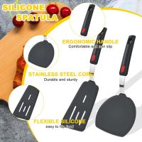 2 Piezas Espátula de silicona, Espátula Ancha para Panqueques para Huevos Fritos, Tortitas, Pescado, Hamburguesas, Filetes Y Otros Platos (Negro) - details 1