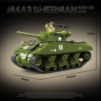 Juguete De Bloques De Construcción Militar Para Niños M4A3 Sherman Medium Tank Caja De 480 Piezas Edad Recomendada 6-14 Años - details 1