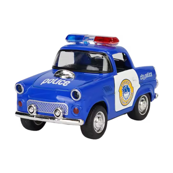 Coche De Juguete De Aleación Simulación Policial Adorable 1:38 Con Sonido Y Luz Modelo De Metal Para Decoración Y Regalo Para Niños - 1