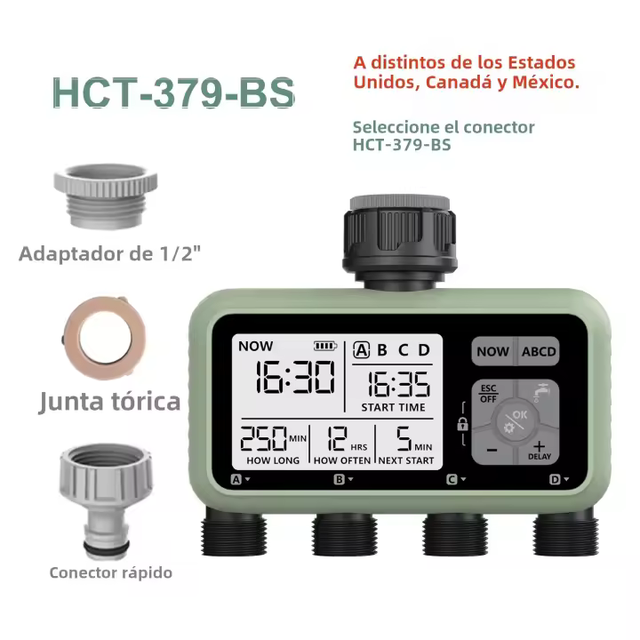 Reswat Timer De Agua Multifuncional Con 4 Salidas Sprinklers Adaptación De Calibre Instalación Conveniente Herramientas Jardín Para Jóvenes - 1