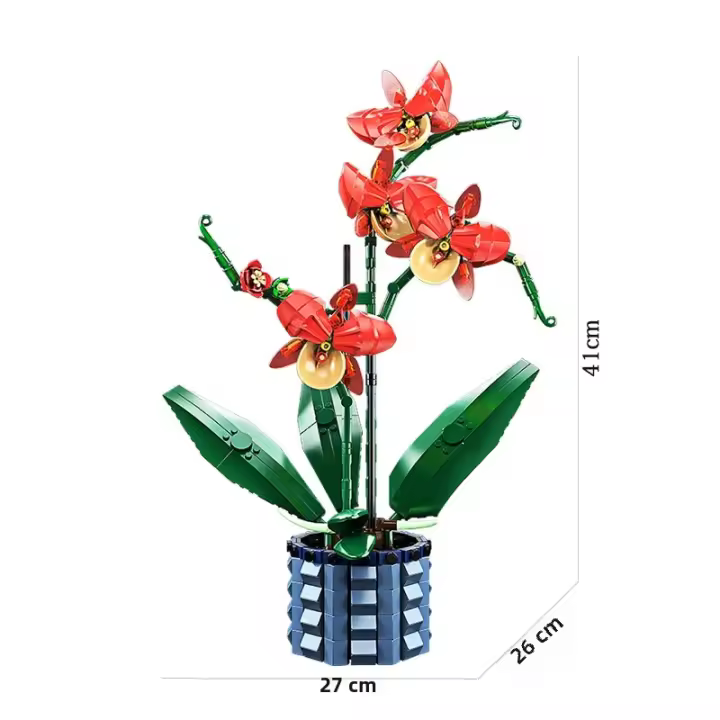 Juego De Construcción Creativo De Bloques MOC Con Bouquet De Flores Y Bonsái Orquídea Modelo De Plantas Puestas En Vaso Decoración Para El Hogar Juguetes Para Niños Regalos - 1
