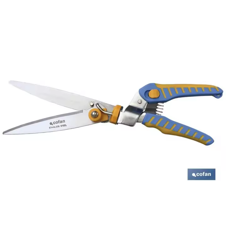 COFAN - Tijeras Cortacésped profesionales de acero inoxidable de 34 cm | Con corte ajustable de 180° y Mangos Ergonómicos - 1