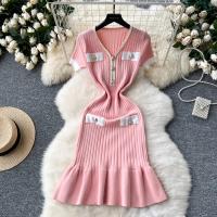 YuooMuoo Vestido De Encaje Elegante Con Cuello En V Y Botones Estilo Lady Bodycon Mini Para Fiesta Vestidos De Mujer - details 0