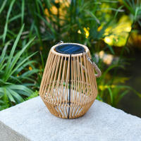 Lámpara Solar De Jardín De Rotura De Bambú Luz De Camping Impermeable De Trenzado De Rotura Para Exterior Decoración De Jardín - details 4